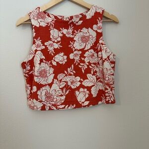 Old Navy Red and White Sleeveless Crop Tank Top